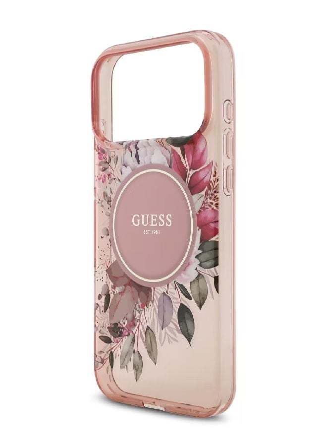 Guess MagSafe IML Case with Flowers Pattern & Lanyard for iPhone 17 Pro Max - Pink - Image 2